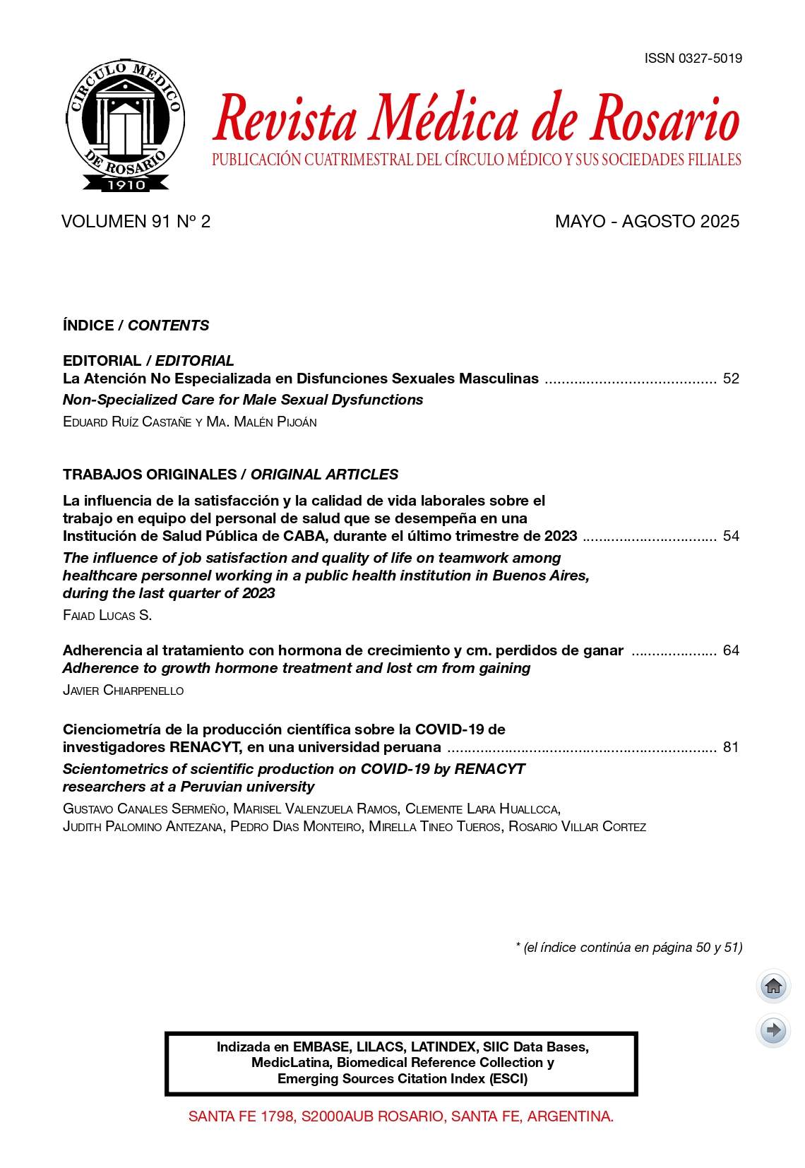 					Ver Vol. 91 Núm. 2 (2025): Mayo - Agosto
				